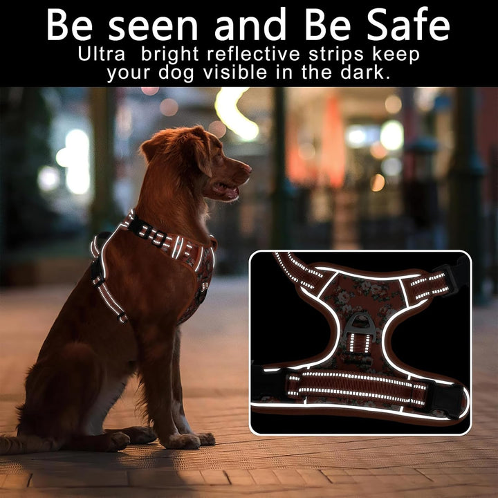 HEELE Hundegeschirr für grosse Hunde, Weich Atmungsaktiv Einstellbar Reflektierend Anti Zug Hundeges