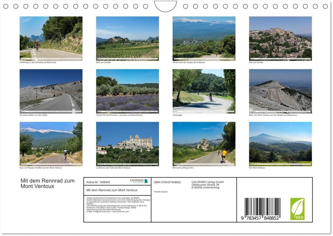Mit dem Rennrad zum Mont Ventoux (Wandkalender 2026 DIN A4 quer), CALVENDO Monatskalender: Bilder vo