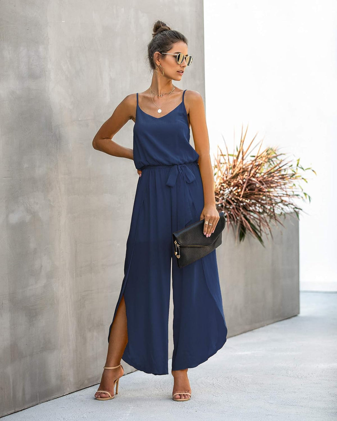 ASOMI Jumpsuit Damen Sommer Lang: Sexy Cocktail Elegant Mode Gürtel Overall Hochzeit Hawaii Urlaub S
