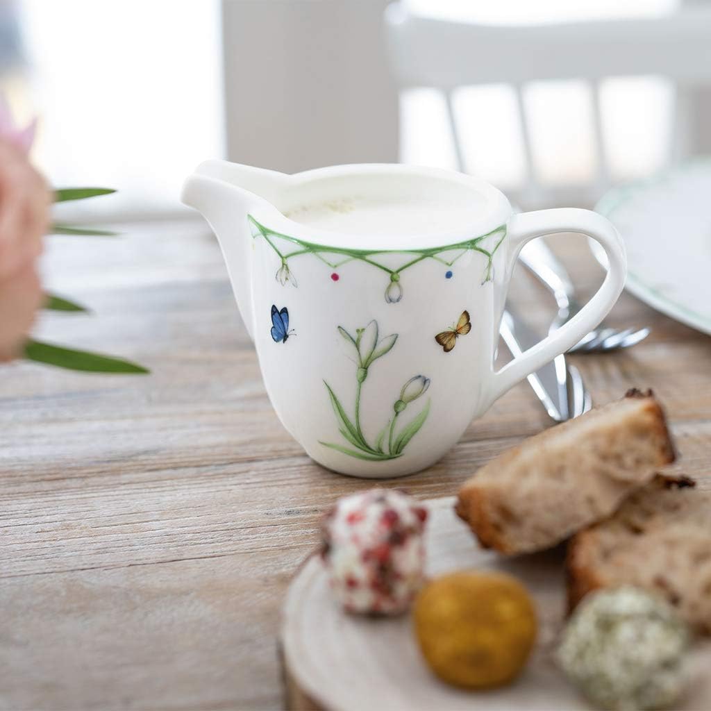 Villeroy und Boch Colourful Spring Milchkännchen, 280 ml, Premium Porzellan, Weiss/Bunt, Milchkännch