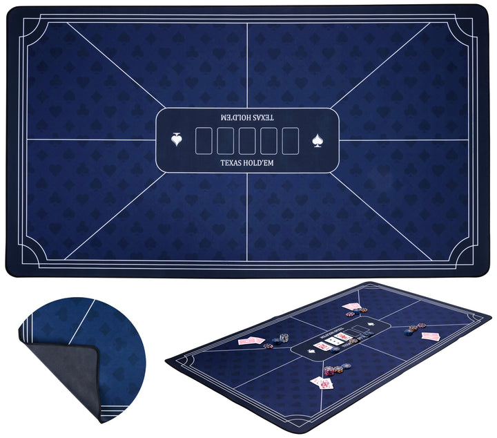 Engelhart - 320995 - Pokermatte, blau, rutschfeste Spielfläche, 140 cm x 80 cm, Dicke: 3 mm, Bedruck