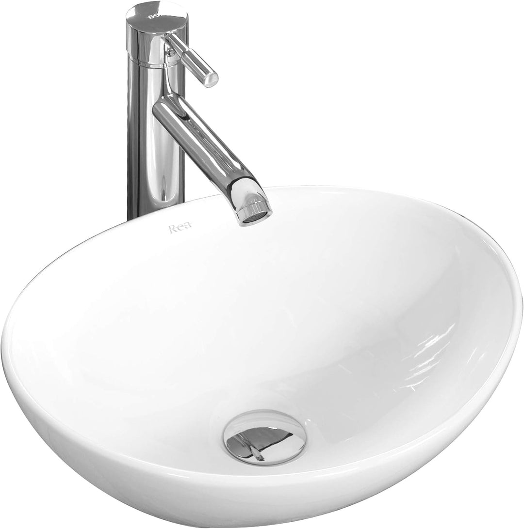 VBChome Waschbecken 40 x 33 klein Keramik Oval Waschtisch Handwaschbecken AUFSATZWASCHBECKEN WASCHSC