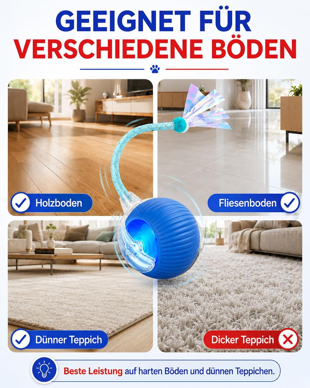 Interaktives Katzenspielzeug 2 Stück elektrisch Ball LED 3 Spielmodi | Ball mit Schwanz,selbstbeschä