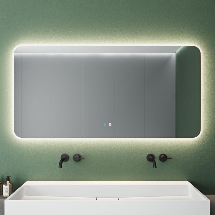 Mai & Mai Badspiegel mit LED Beleuchtung Wandspiegel 140x70cm Bad-Spiegel mit Touchschalter, Beschla