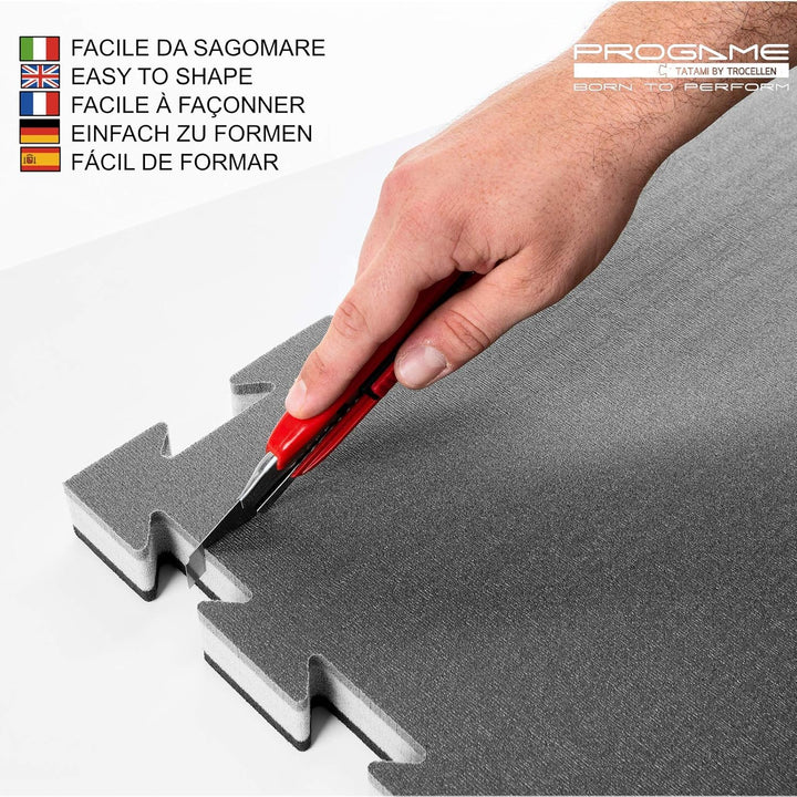 ProGame Kit 8 Stück Tatami Matte 3,5 cm GYM-HOME Schwarz/Grau 50x50 cm Tatami Puzzle Tatamimatte