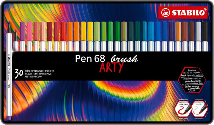 Premium-Filzstift mit Pinselspitze für variable Strichstärken - STABILO Pen 68 brush - ARTY - 30er M