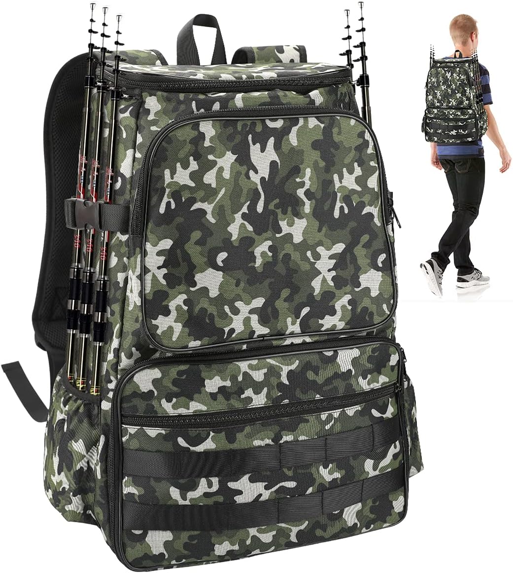 Angelrucksack, Luckits Angelgeräte Rucksack Wasserdicht ohne Trays Angelbox, grosse Aufbewahrungstas