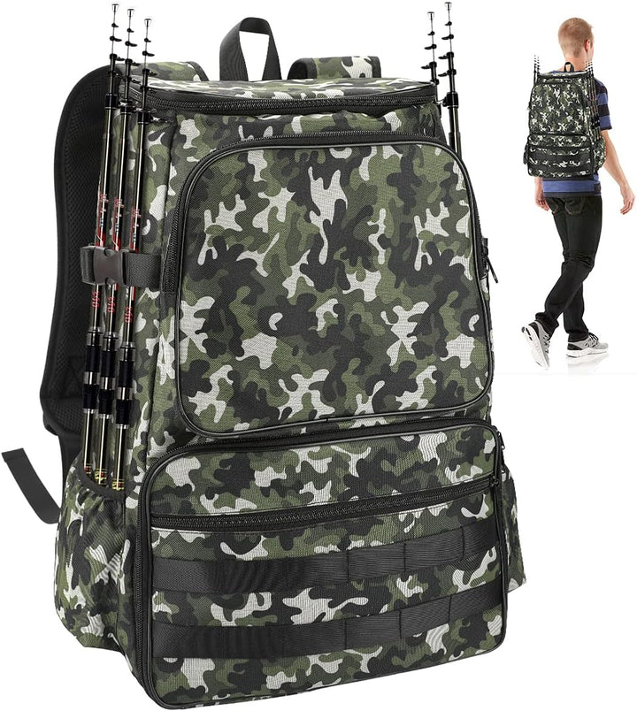 Angelrucksack, Luckits Angelgeräte Rucksack Wasserdicht ohne Trays Angelbox, grosse Aufbewahrungstas