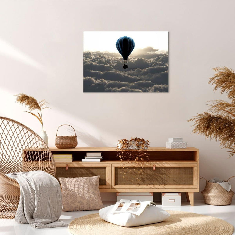 Bilder auf Leinwand Wolke Ballon Himmel Leinwandbild mit Rahmen 70x50cm Wandbilder Dekoration Wohnzi