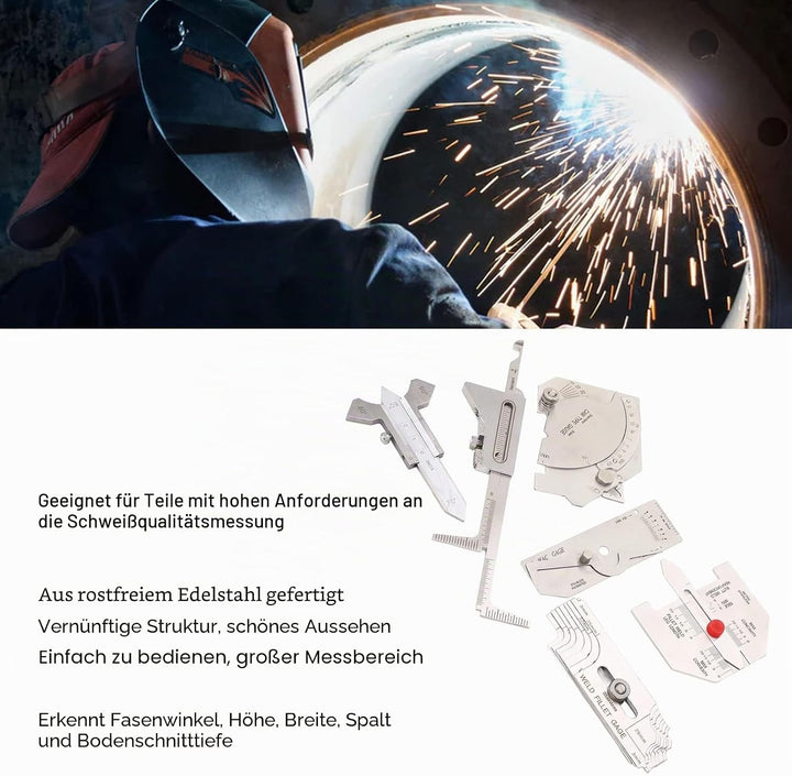 6 Stücke Kehlnahtlehre Schweisslehre Unterschnitte Prüflehre Schweissgeräte Zubehör Winkelmesswerkze