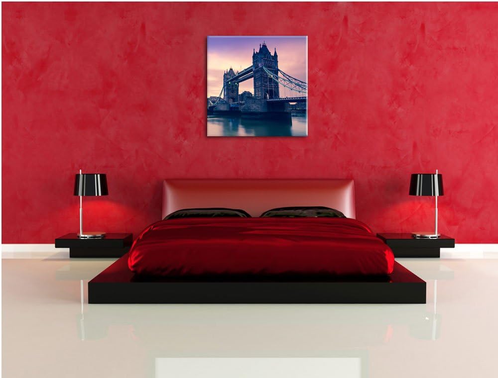 Pixxprint London, Format: 70x70 auf Leinwand, XXL riesige Bilder fertig gerahmt mit Keilrahmen, Kuns