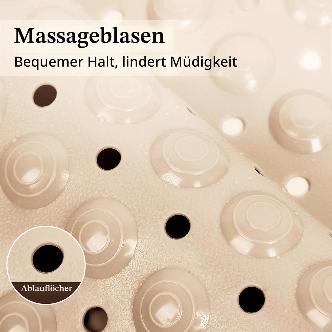 Duschmatte rutschfest 70x40cm,Antirutschmatte Dusche aus PVC,Beige | mit Saugnäpfen,mit Ablauflöcher