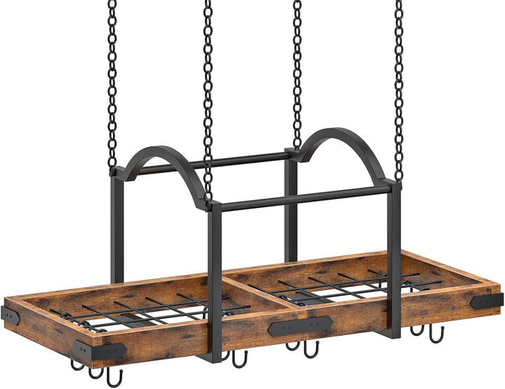 HOOBRO Topfdeckelhalter, hängendes Topfregal, Küchenregal mit 10 S-Haken, Deckenmontiertes Topf Orga