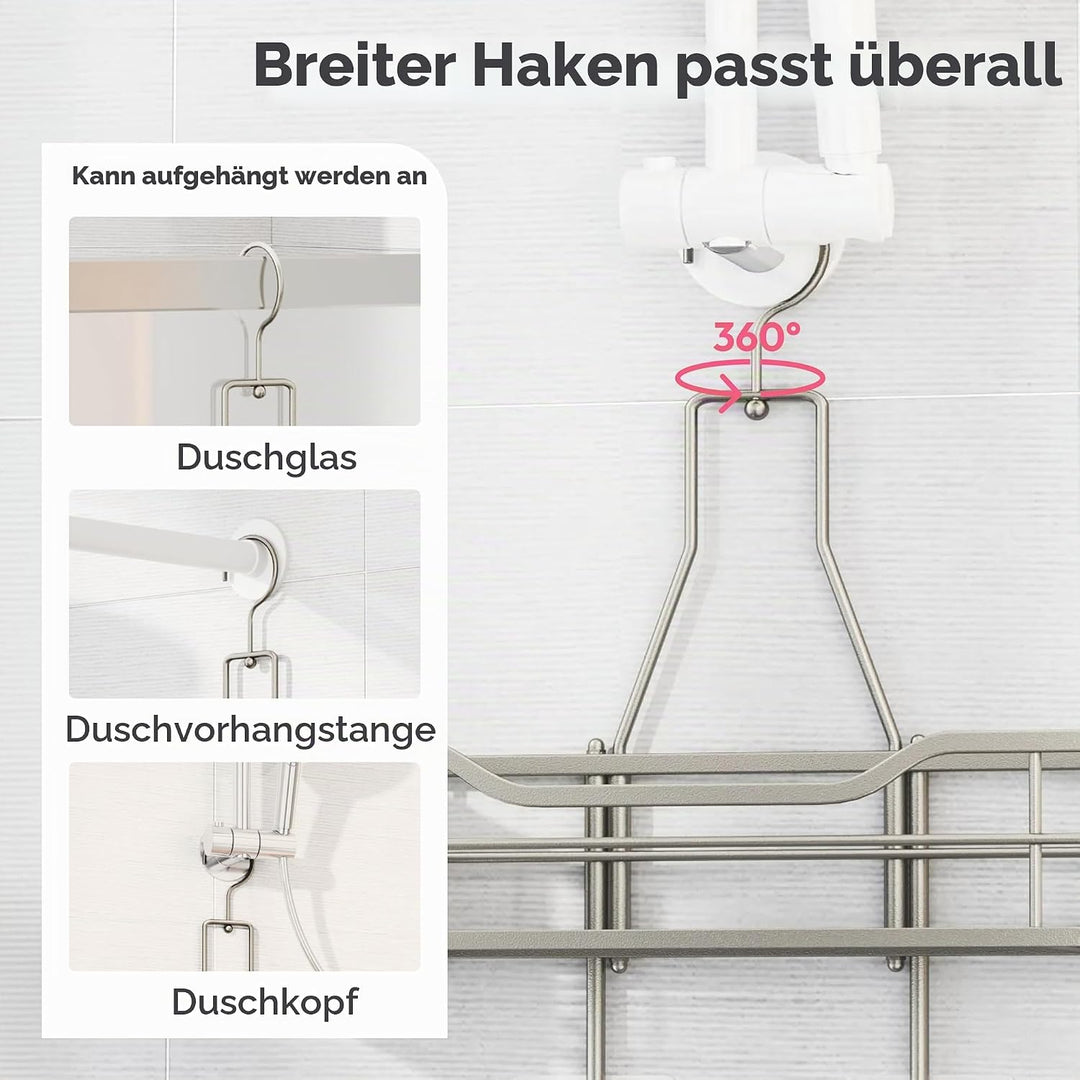 SWTYMIKI Duschablage zum Hängen - Duschregal zum Hängen 360° Verstellbarer Haken für das Badezimmer