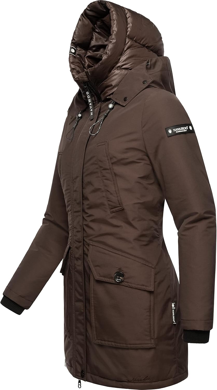 Navahoo Damen Warmer Winter Kurzmantel Blizzardstorm XS-3XL XS Dark Choco, XS Dark Choco