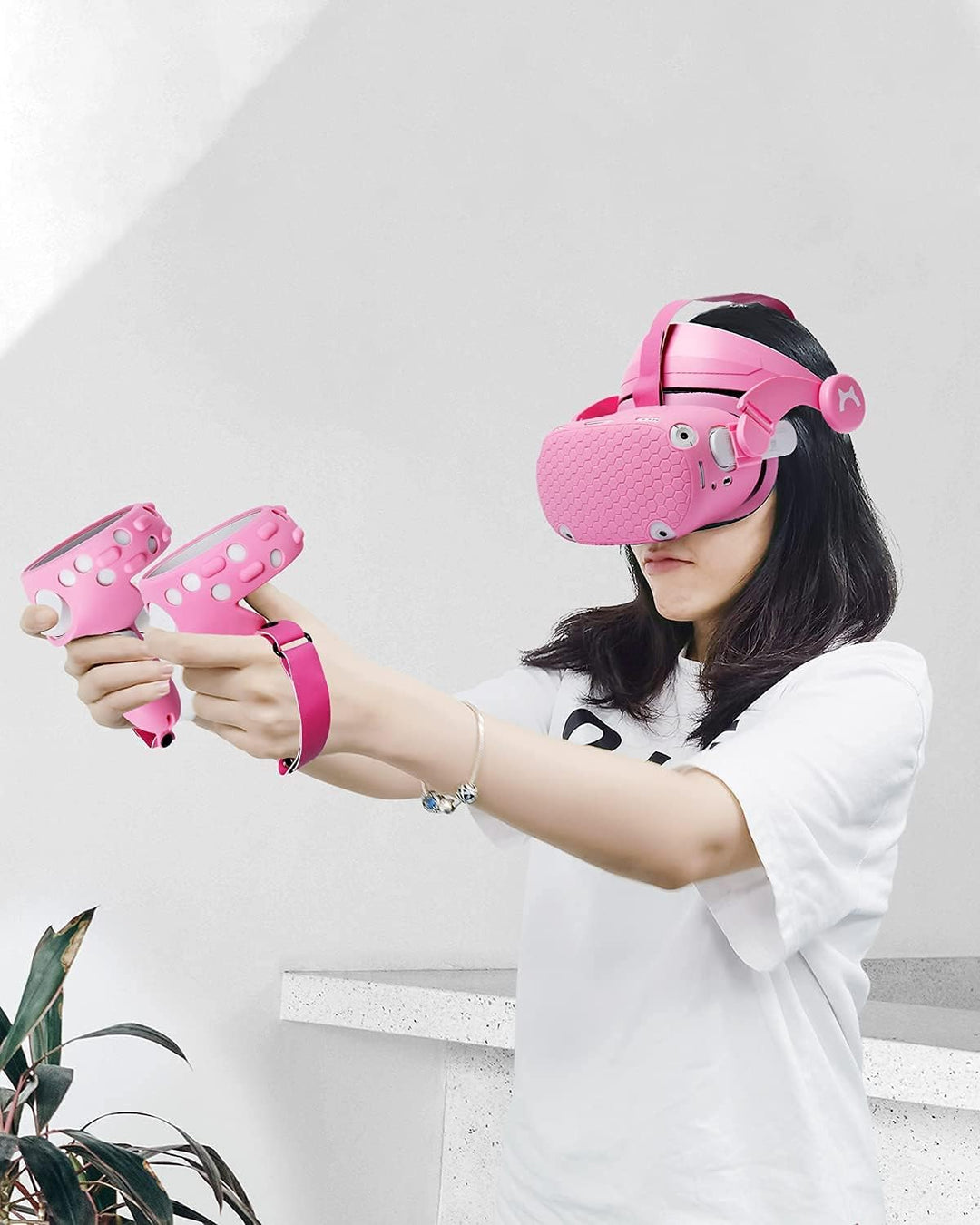 MODJUEGO 2021 Kopfband für Oculus Quest 2, verstellbarer Stirnriemen mit Silikon-Touch-Controller-Gr