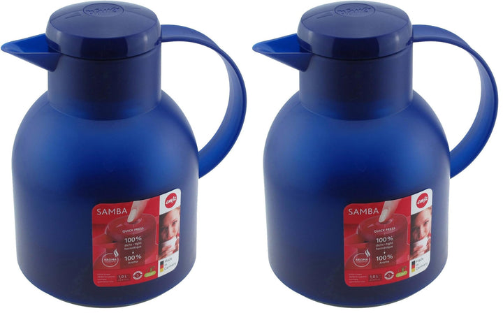 Emsa Samba Isolierkanne 504231 | 1 Liter | Quick Press Verschluss | 100% dicht | 12h heiss, 24h kalt