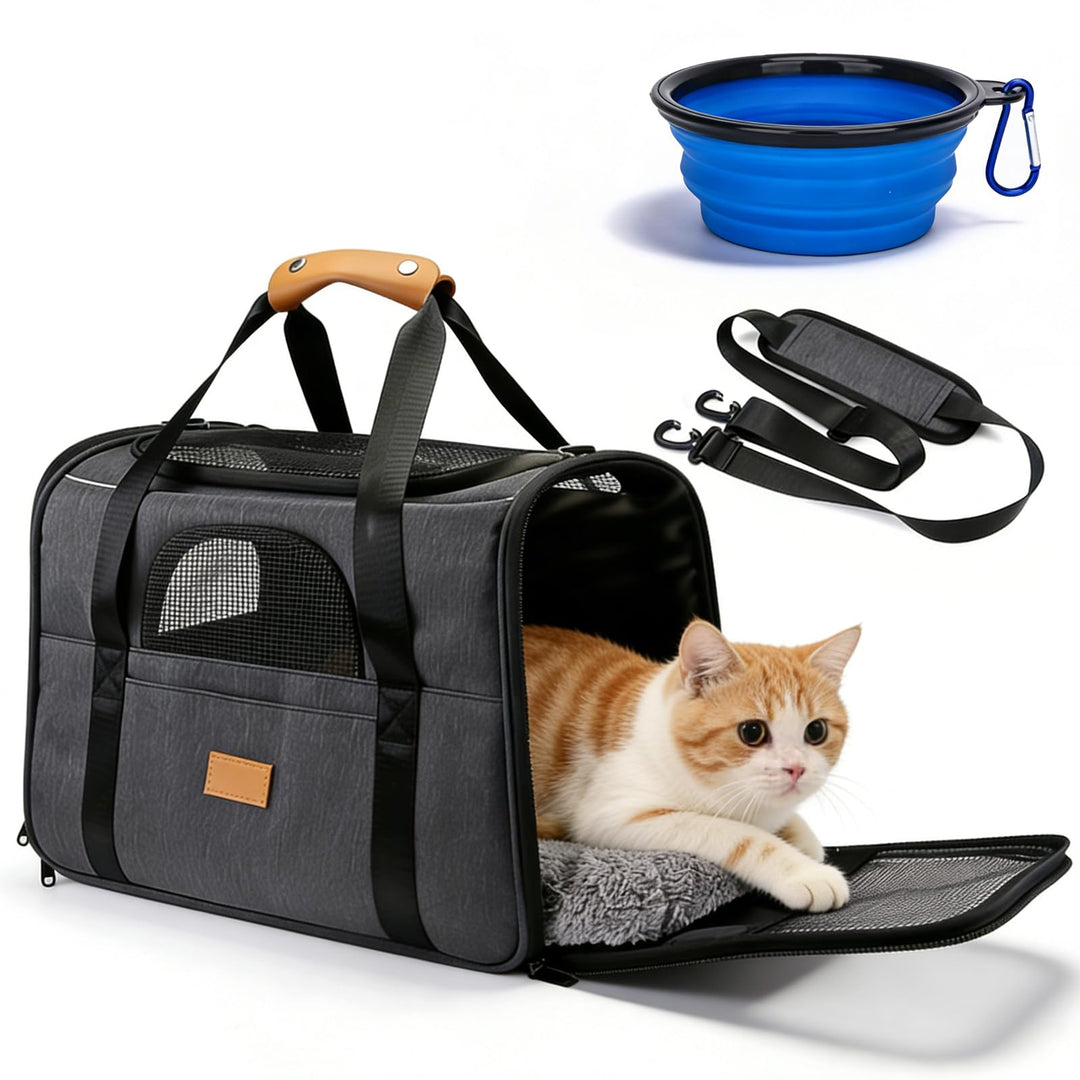 Transporttasche Für Katze Hund, Katzentransportbox Bis 6.8 Kg, Hundetransportbox 45x35x32cm, Hundetr