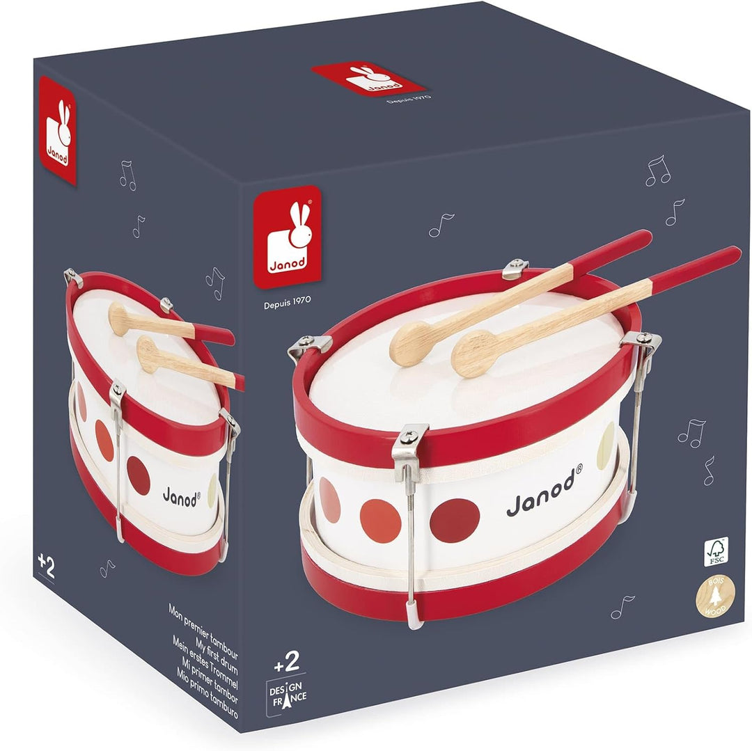 Janod - My First Confetti Holz-Trommel, Kinder-Musikinstrument, Spielzeugnachbildung und Spielzeug f