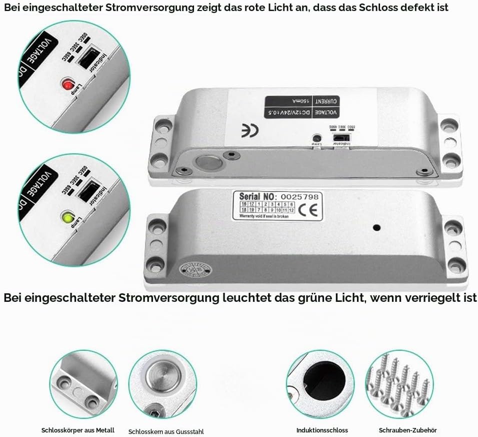 Elektrisches Schloss Drop Bolt Lock mit Zeitverzögerung DC 12V Fail Safe mit Zeitverzögerung für das