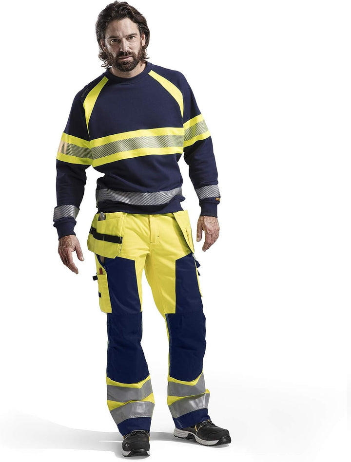 Blakläder Unisex Hi Vis Sweater Sweater High-Vis Grösse M in Marineblau/gelb 4XL Marineblau/Gelb (Hi