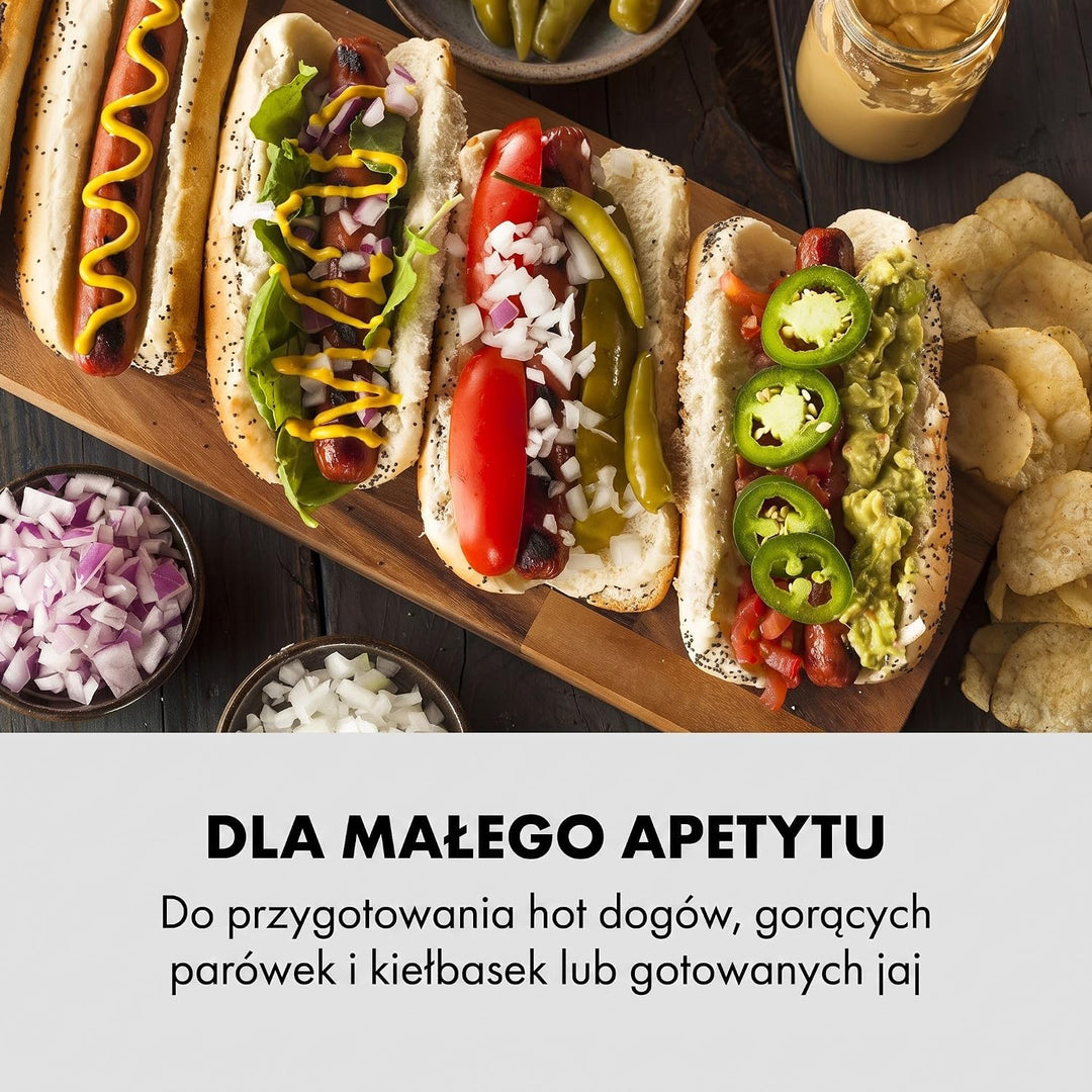 Klarstein Pro Wurstfabrik 450 Profi Hot Dog Maker, 450 Watt, 30-100 °C, Glaszylinder: Ø 20 cm, unter
