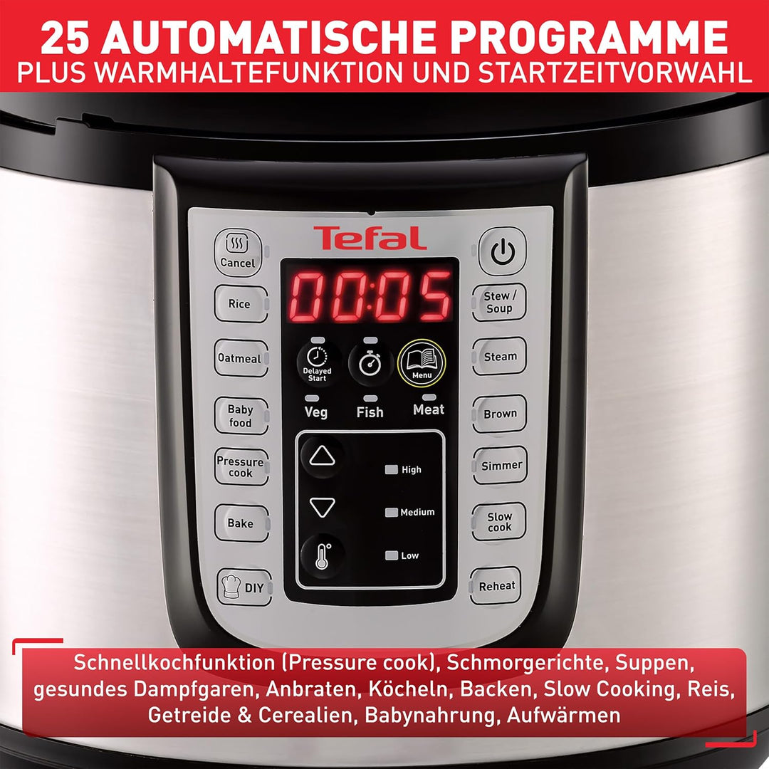 Tefal Fast & Delicious Multikocher, elektrischer Schnellkochtopf, 25 automatische Programme, grosses