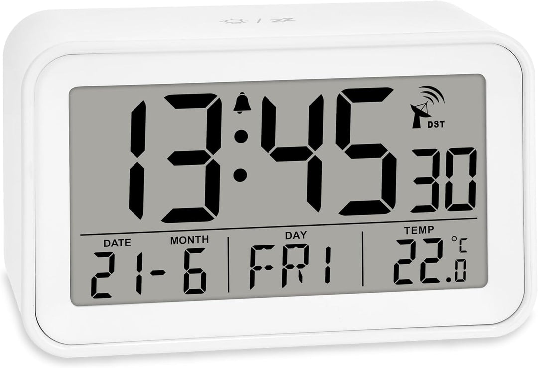 ADE Digitaler Funkwecker mit Licht | Temperaturanzeige und Kalender | kompakter Reisewecker | hübsch