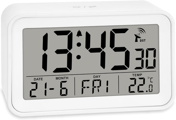 ADE Digitaler Funkwecker mit Licht | Temperaturanzeige und Kalender | kompakter Reisewecker | hübsch