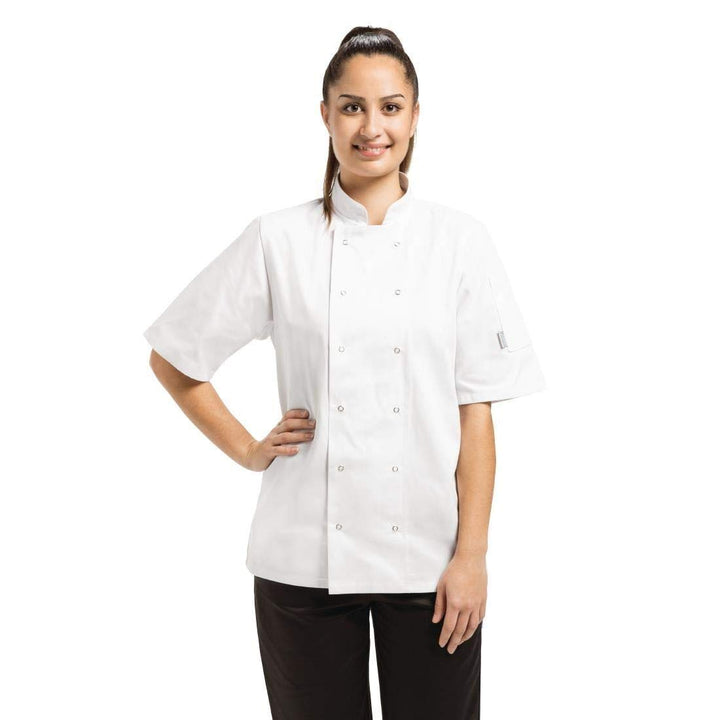 Whites Chefs Clothing Vegas Unisex Polycotton Koch-Jacke Kurzarm, XL / X-Large / Extra-Large, Weiss,