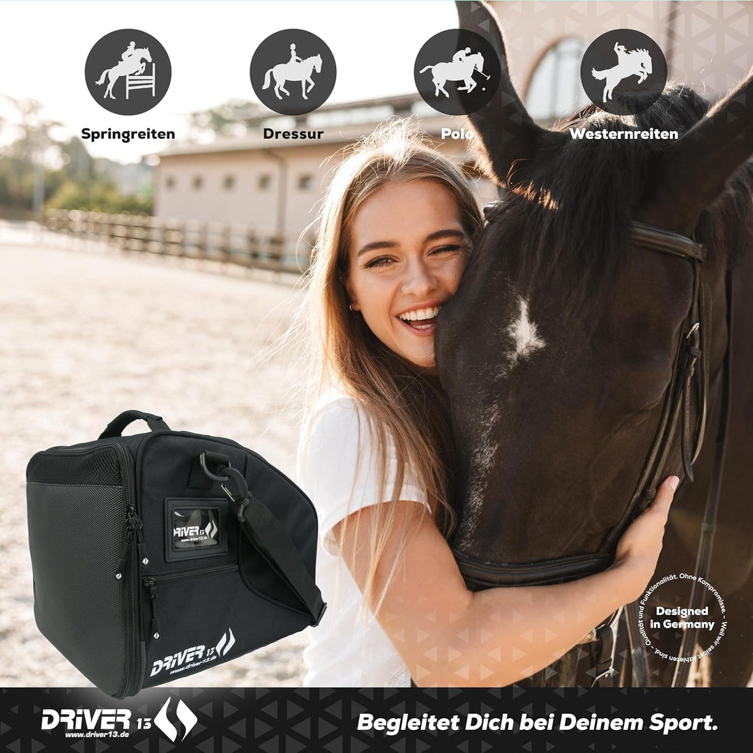 Driver13 Reitstiefelrucksack Reitstiefeltasche Stiefeletten Taschen Deluxe mit Helmfach für Reitstie