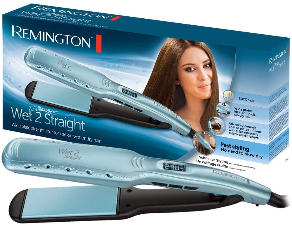 Remington Glätteisen breit Wet2Straight(für Nass-und Trockenanwendung-zum Trocknen &amp; Glätten der Haa