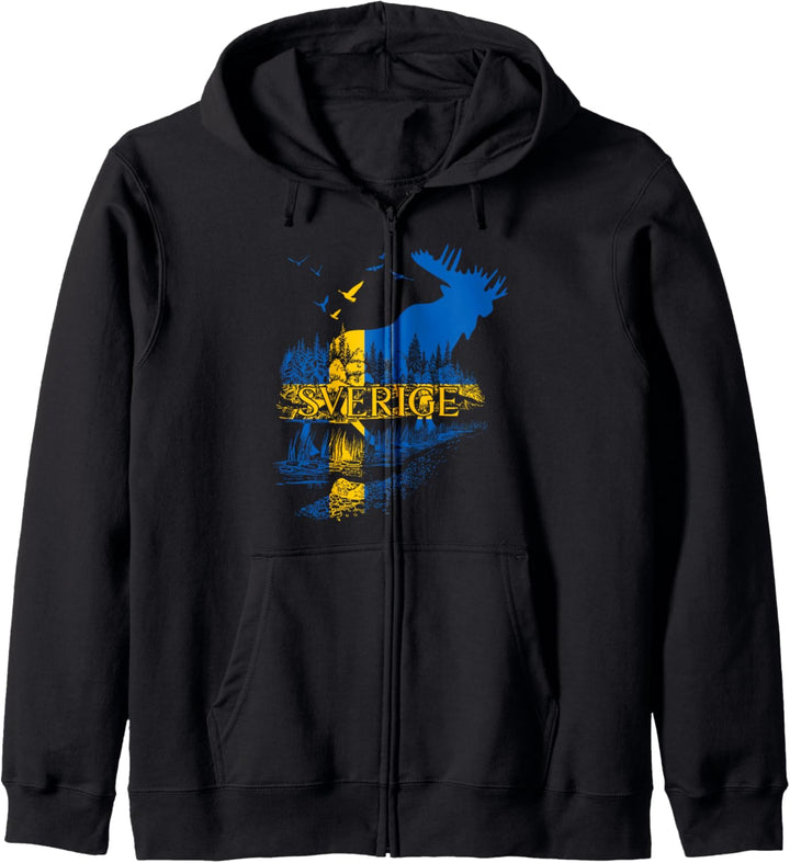 SCHWEDEN FAHNE SVERIGE FLAGGE ELCH SCHWEDEN Kapuzenjacke