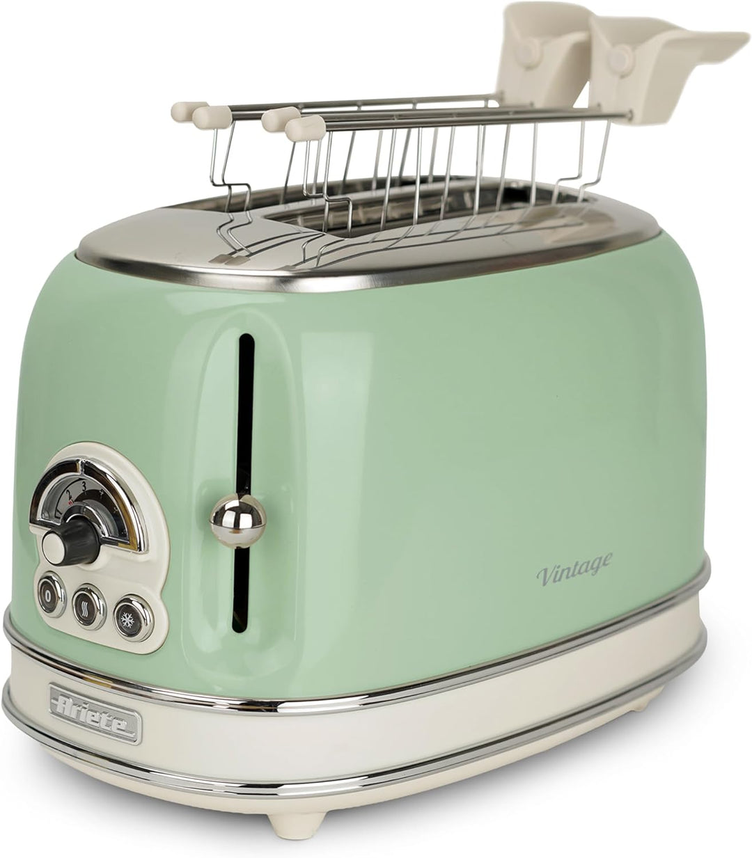 Ariete 155 Vintage Toaster, 2 Scheiben, 810 W, 3 Funktionen, 6 Bräunungsstufen, automatischer Auswur