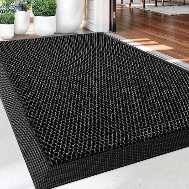 Fussmatte Aussen 40 x 60 cm, rutschfeste Silikon Schmutzfangmatte, Langlebig Fussabtreter Aussenbere