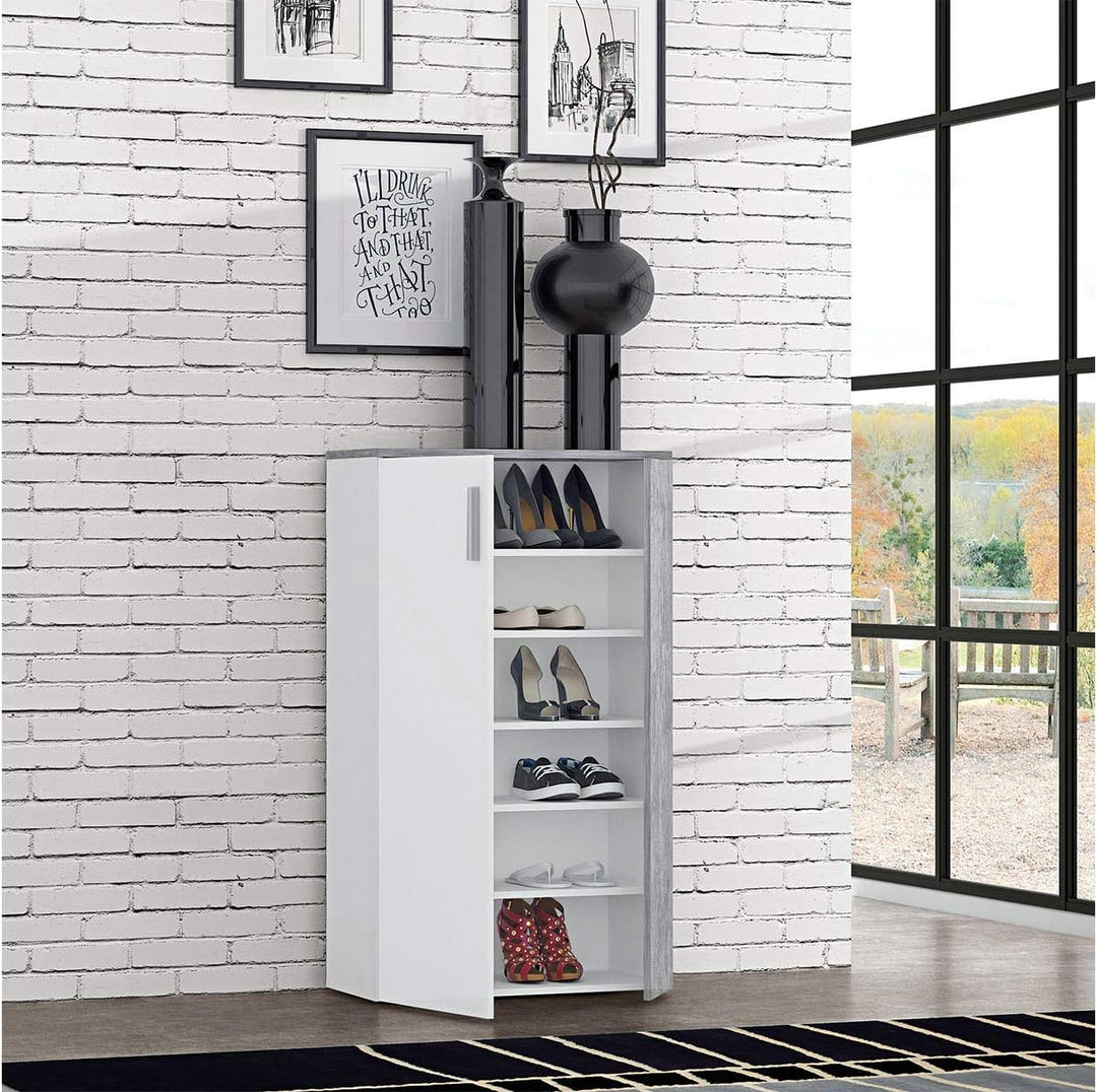 möbelando Schuhschrank Schuhkommode Flurschrank Kommode Anrichte Schrank Gretna I Weiss/Beton Beton/