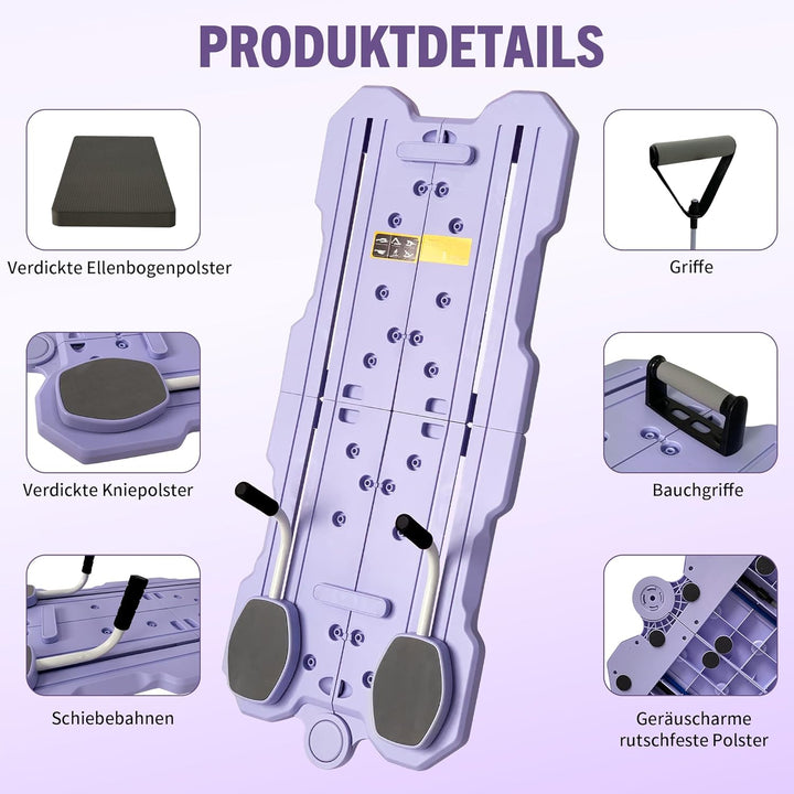 Fitencexu 5-in-1 Pilates Board für zuhause faltbar - Multifunktion für Bauch, Yoga & Krafttraining,