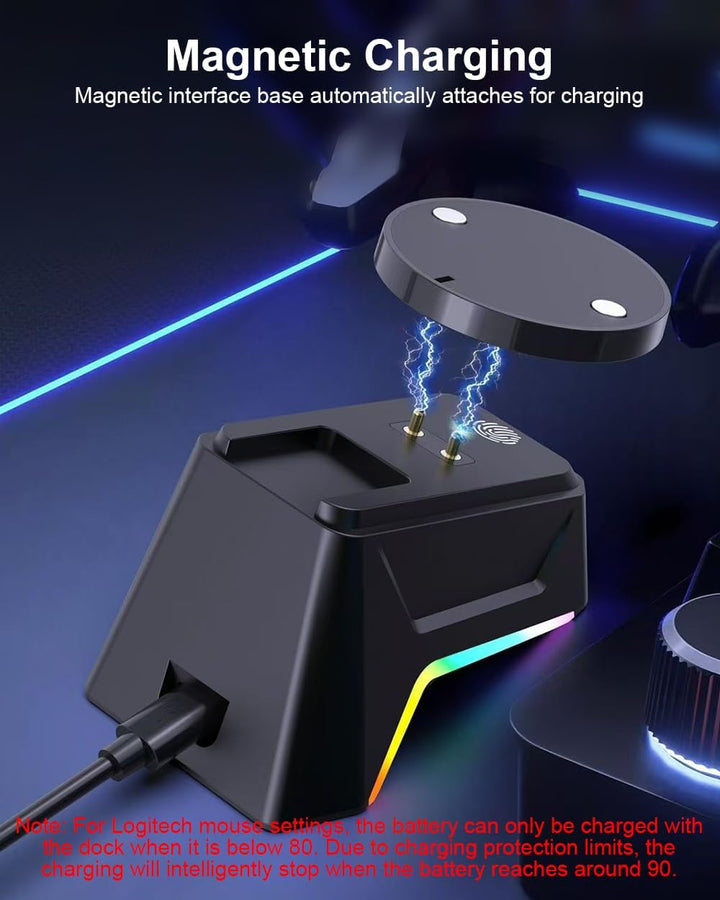 Wireless Magnetic Charging Station for Logitech Mouse G502 / G502 Hero, G703 (Hero) G903 (Hero), G40