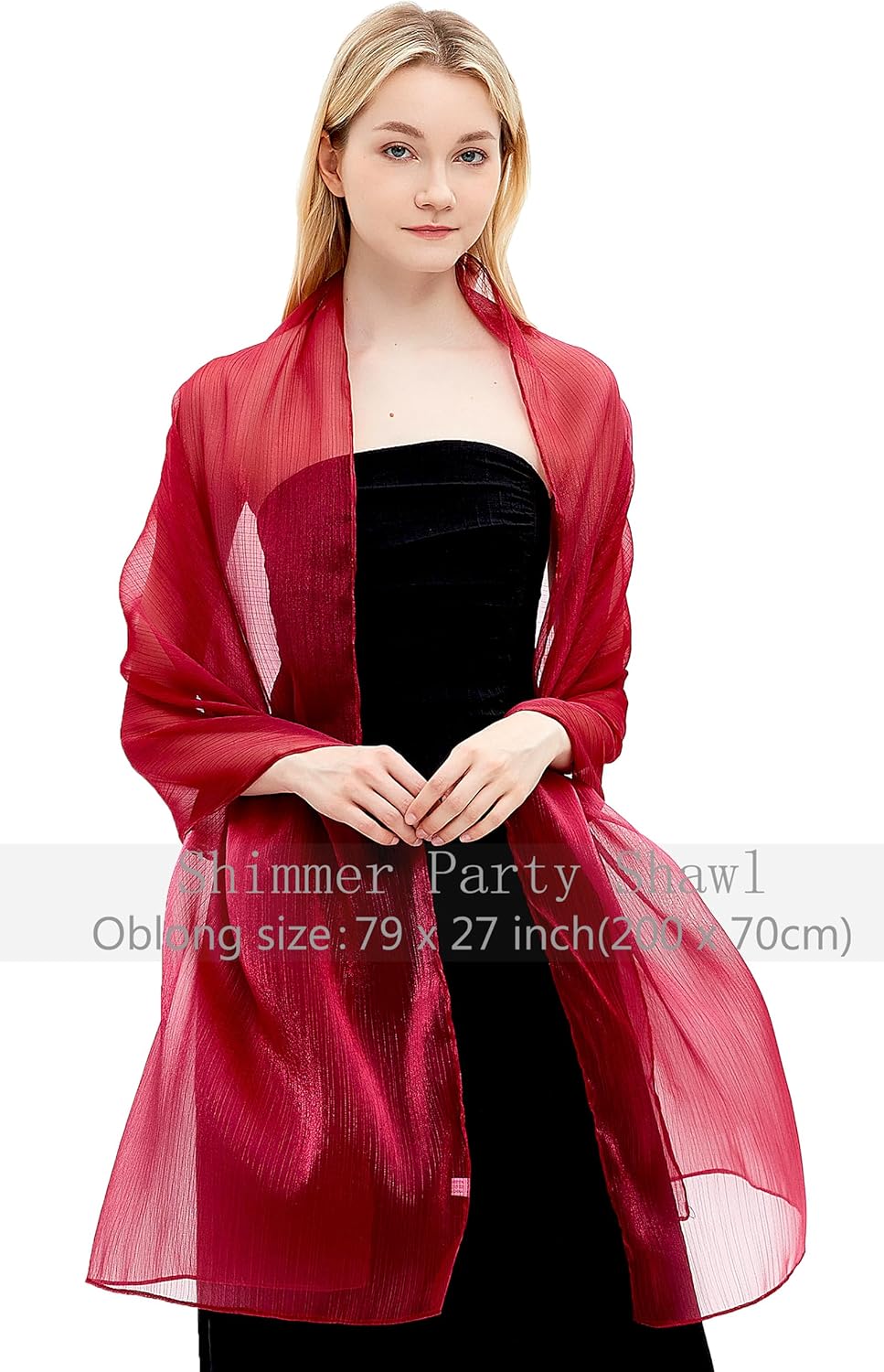 Damen Schals und Wraps für Abendkleider Leichte Sheer Crepe Tücher Shimmer Hochzeit Party Stole Maro