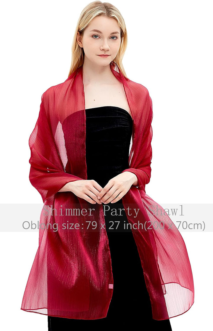 Damen Schals und Wraps für Abendkleider Leichte Sheer Crepe Tücher Shimmer Hochzeit Party Stole Maro