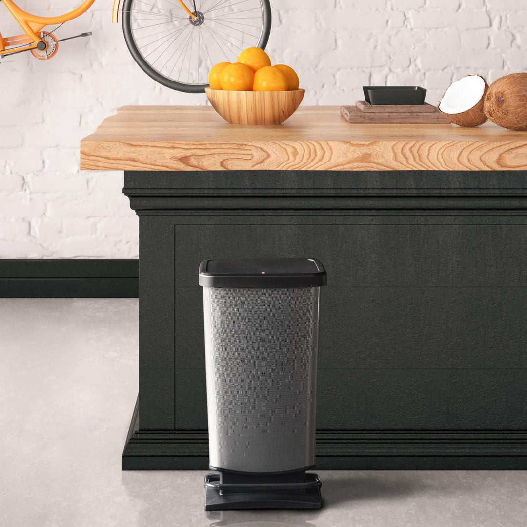 Rotho Paso Mülleimer 40l mit Pedal und Deckel, Kunststoff (PP) BPA-frei, carbon metallic, 40 Liter C