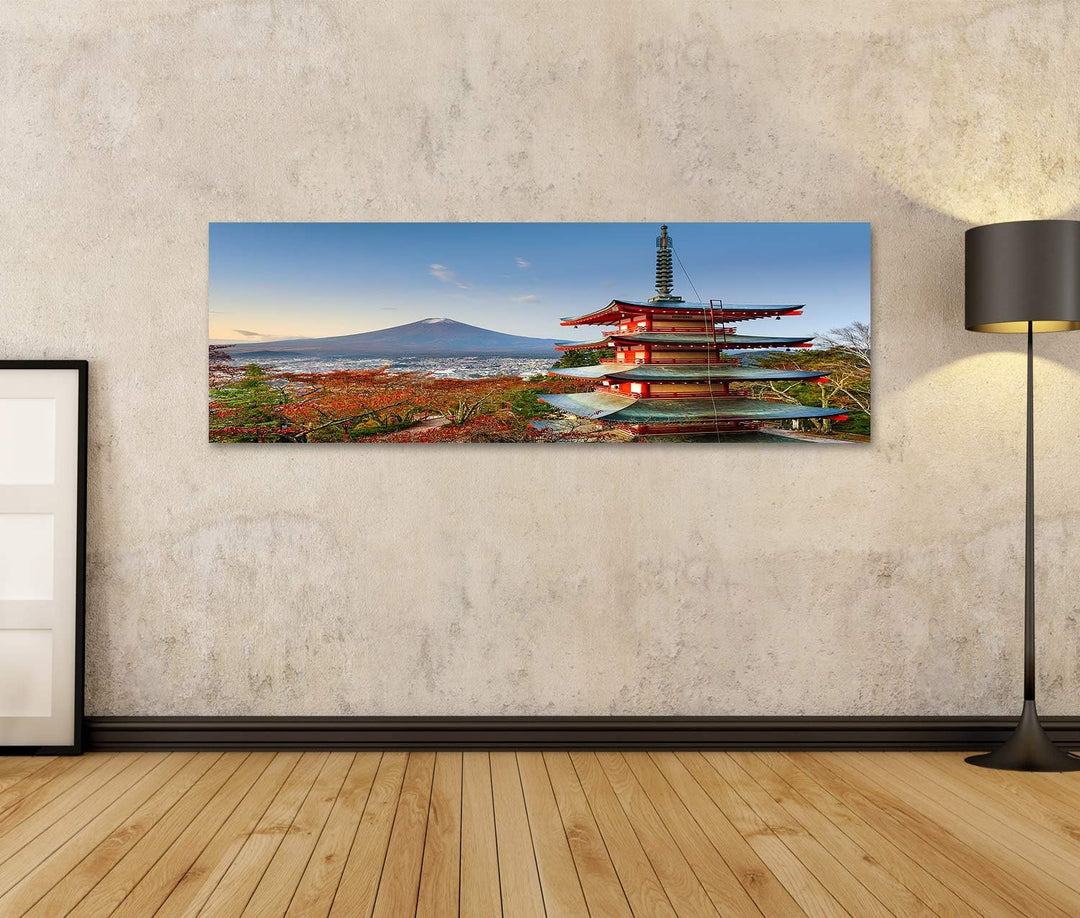 islandburner Bild auf Leinwand Berg Fuji Pagode Japan Chureito Bilder Wandbilder Poster Leinwand 120