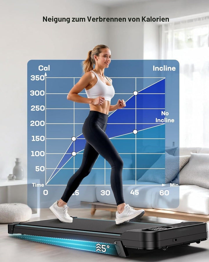 HUANUO Walking Pad, Laufband für Zuhause mit Steigung 5%, 150 kg Gewichtskapazität, 2,5 HP Laufband