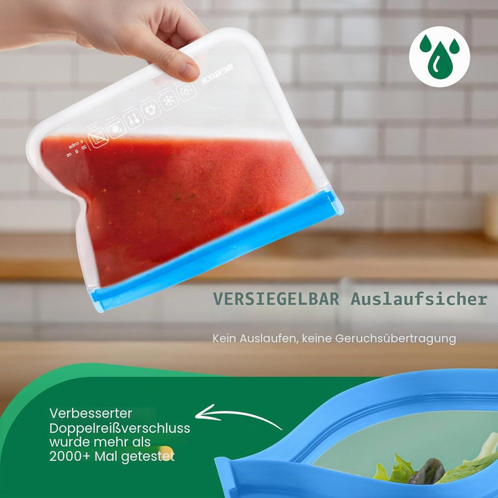 20er Pack Wiederverwendbare Aufbewahrungsbeutel, BPA-freie Wiederverwendbare Gefrierbeutel, Wiederve