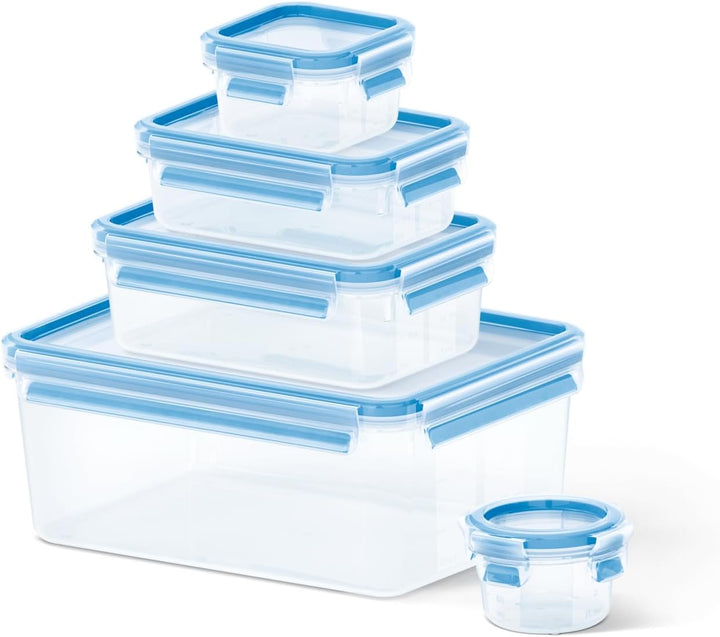 EMSA Clip & Close Frischhaltedosen-Set, rechteckig, 0,15 u. 0,2 u. 0,55 u. 1,00 u. 3,70 L, Aufbewahr