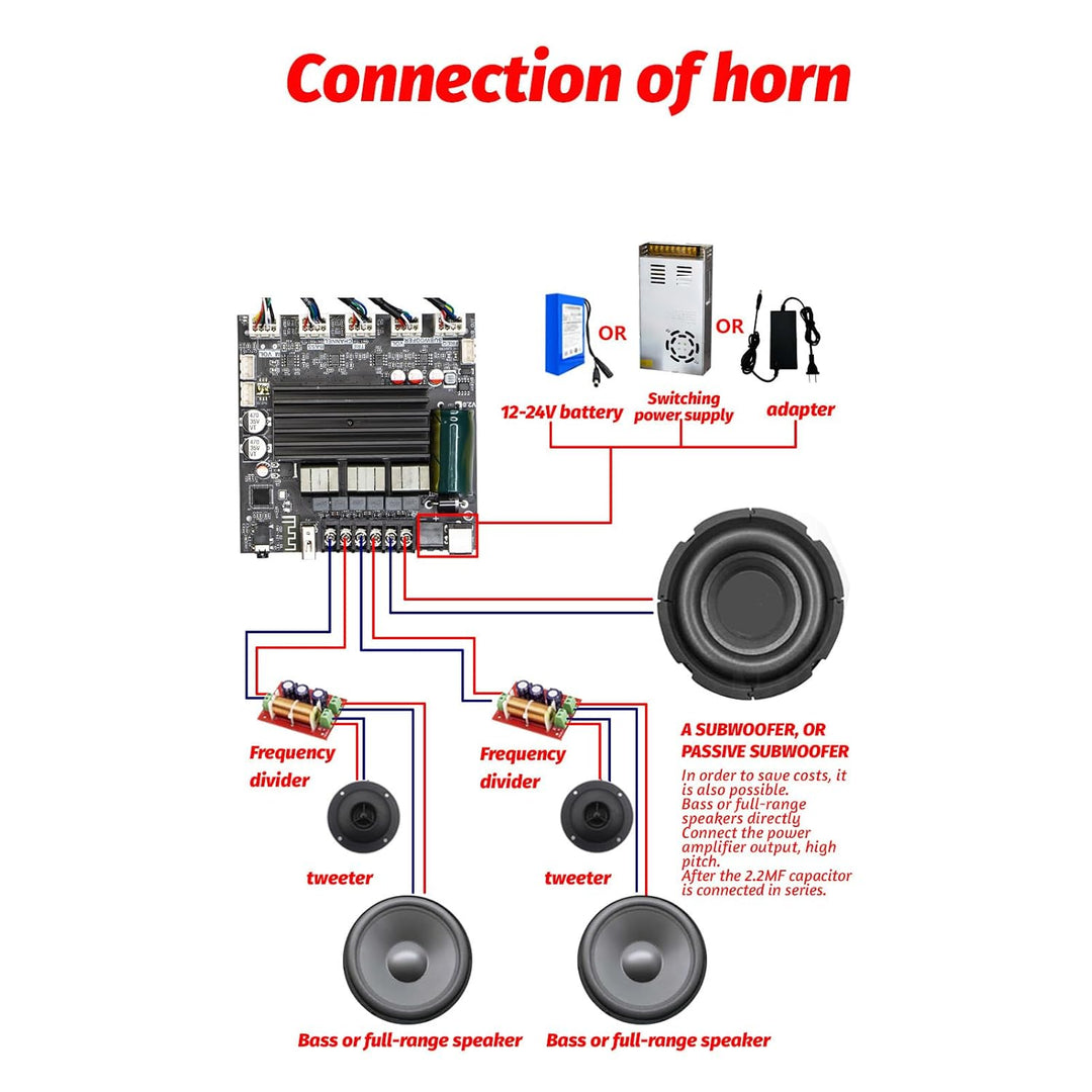 Sound-Leistungs Verstärker Modul 100W und 200W Subwoofer Output 2.1 Kanal BT Digital Sound-Leistungs