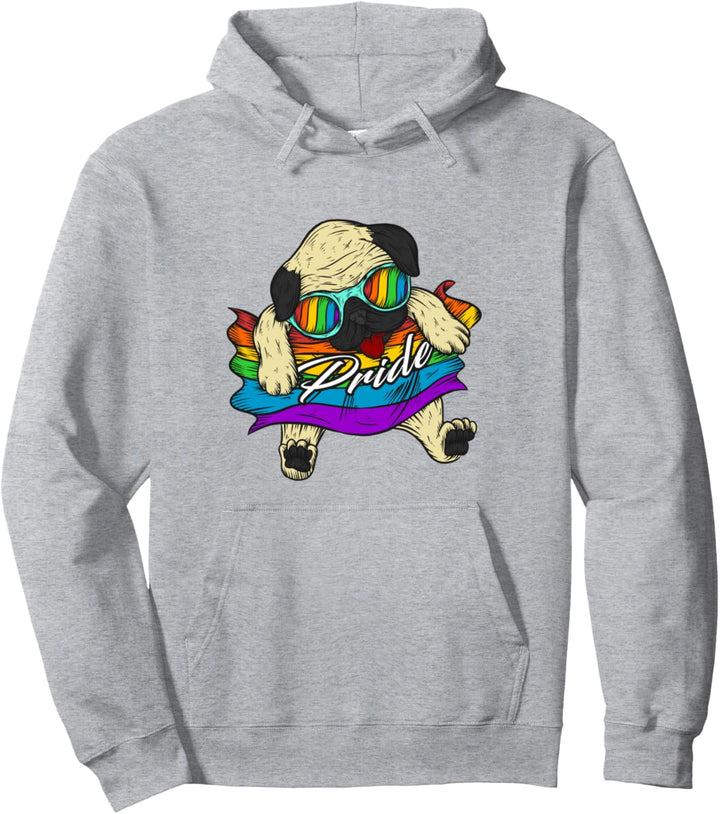 Hund Mops Regenbogenfahne Homosexuell Schwul Gay Pride Pullover Hoodie