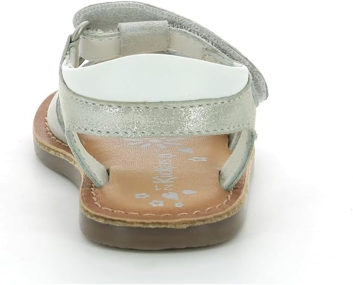 Kickers Mädchen Diazz Sandale 25 EU Weiss Silber Metallic, 25 EU Weiß Silber Metallic