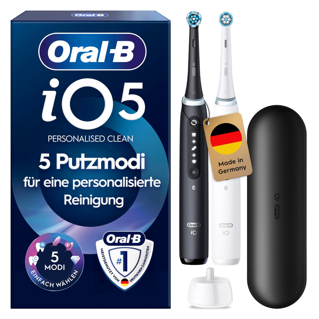Oral-B iO Series 5 Elektrische Zahnbürste/Electric Toothbrush, Doppelpack, 2 Aufsteckbürsten, 5 Putz