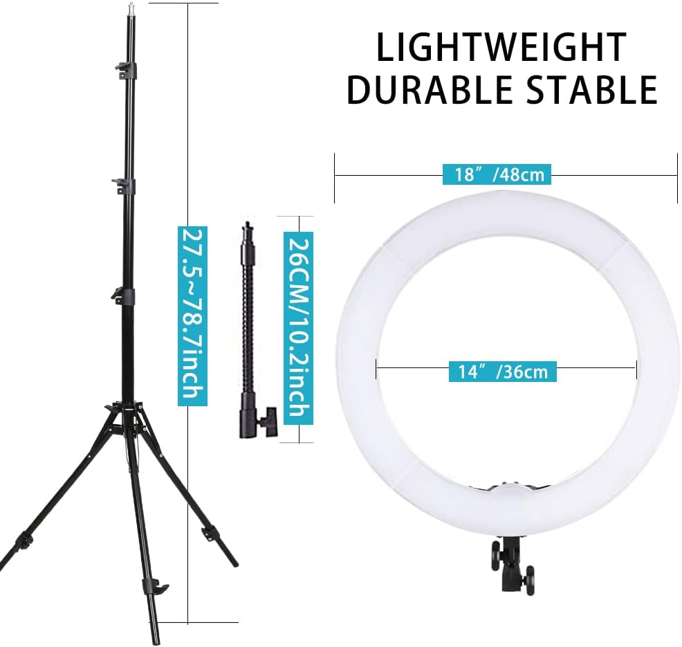 GSKAIWEN 18 Zoll 65W LED Make-up Ringlicht mit Spiegel für Augenbrauen-Täto, Wimpernverlängerung, Be